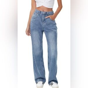 Classic High-Rise Wide Leg Jeans - Light Blue